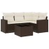 Set comedor de jardín 5 piezas y cojines ratán sintético