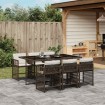 Set comedor de jardín 7 pzas con cojines ratán sintético marrón