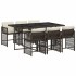 Set comedor de jardín 7 pzas con cojines ratán sintético