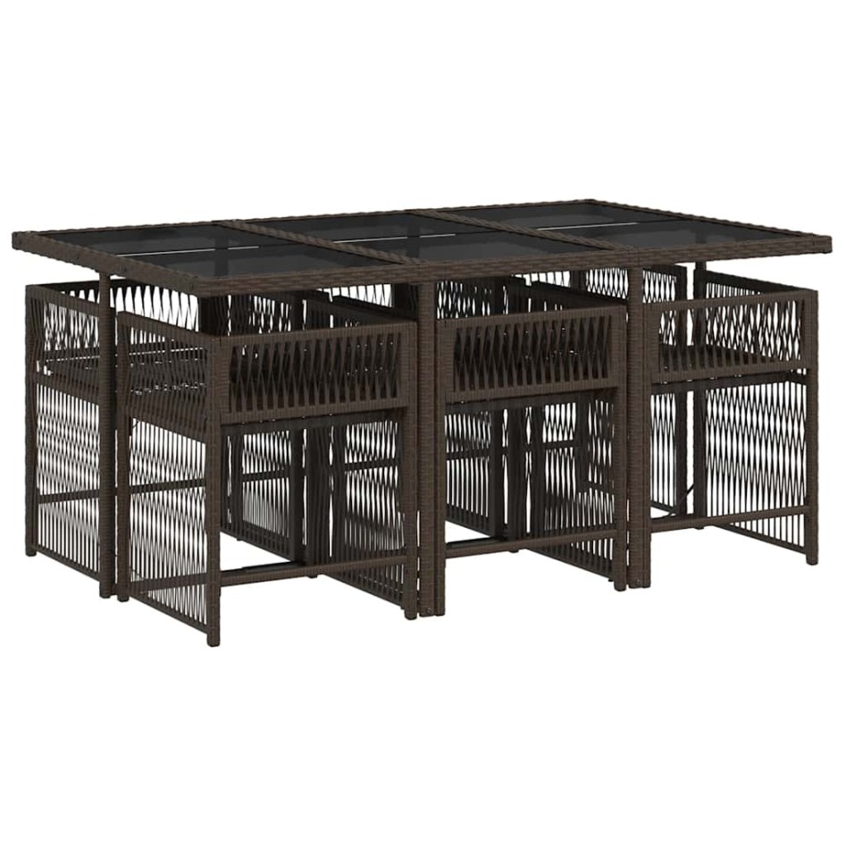 Set comedor de jardín 7 pzas con cojines ratán sintético