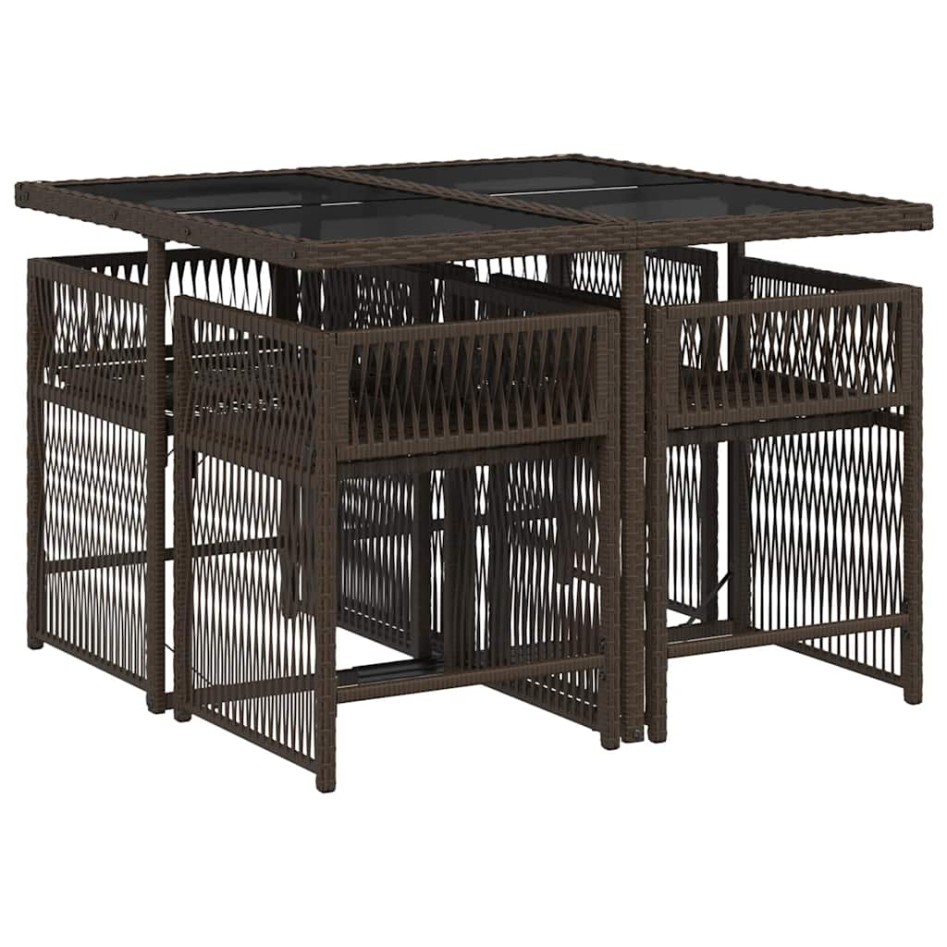 Set comedor de jardín 5 piezas y cojines ratán sintético