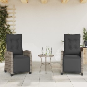 Sillones reclinables jardín con reposapiés 2 uds ratán PE