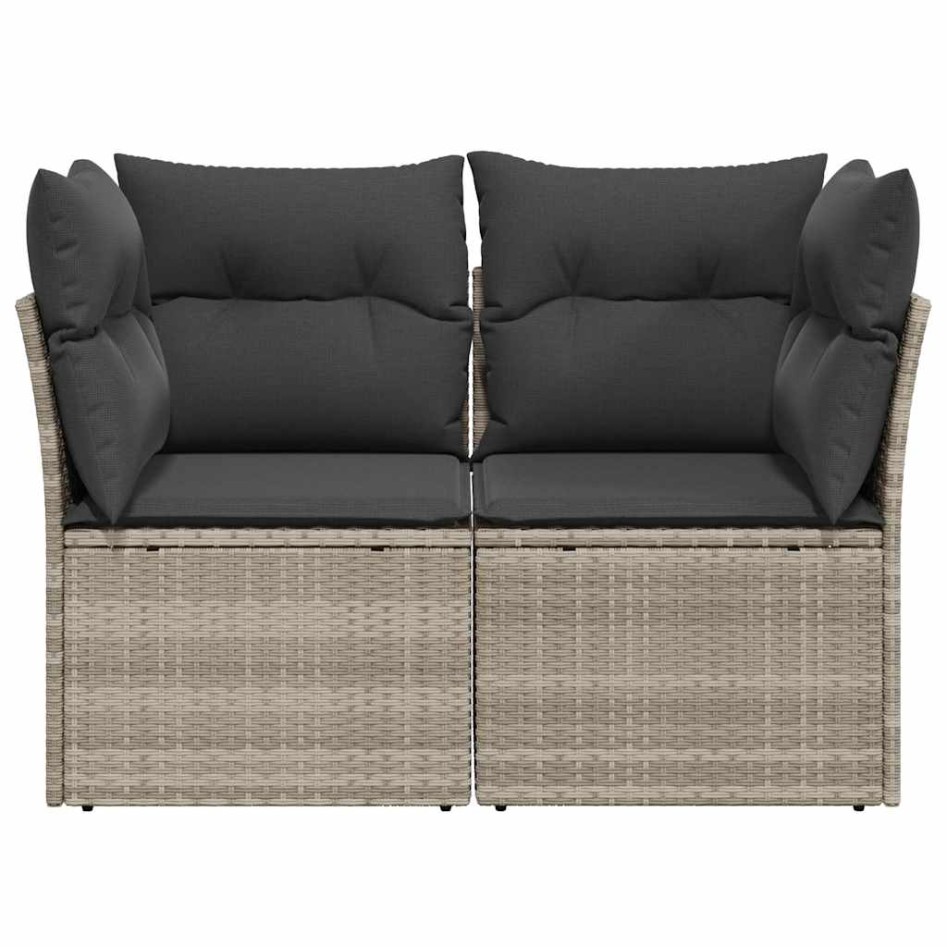 Sofá de jardín con cojines 2 plazas ratán sintético gris