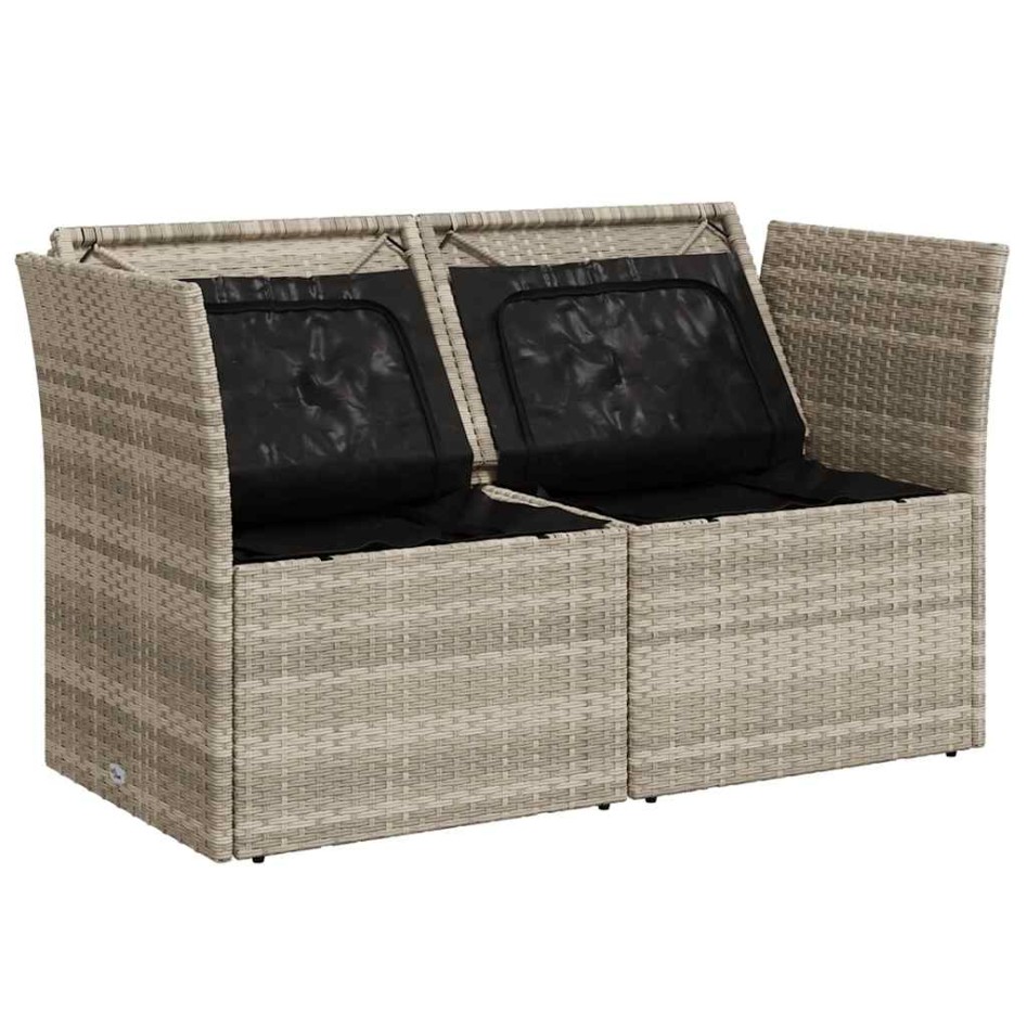 Sofá de jardín con cojines 2 plazas ratán sintético gris