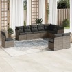 Set de sofás de jardín 10 pzas con cojines ratán sintético gris