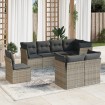 Set de sofás de jardín 8 pzas y cojines ratán sintético gris