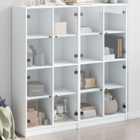 Estantería con puertas madera de ingeniería negro 136x37x142