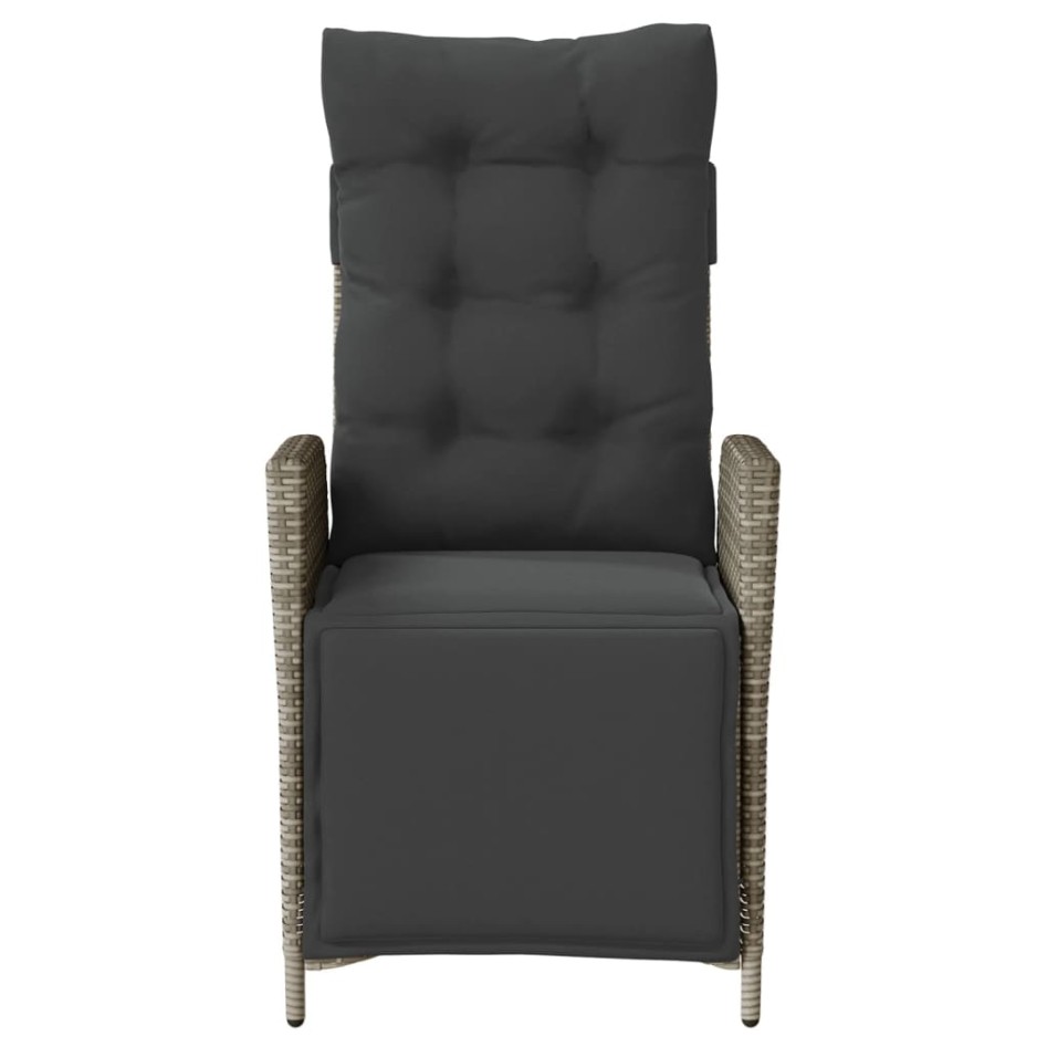 Sillón reclinable de jardín con reposapiés ratán sintético