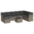 Set de muebles de jardín 9 pzas y cojines ratán sintético