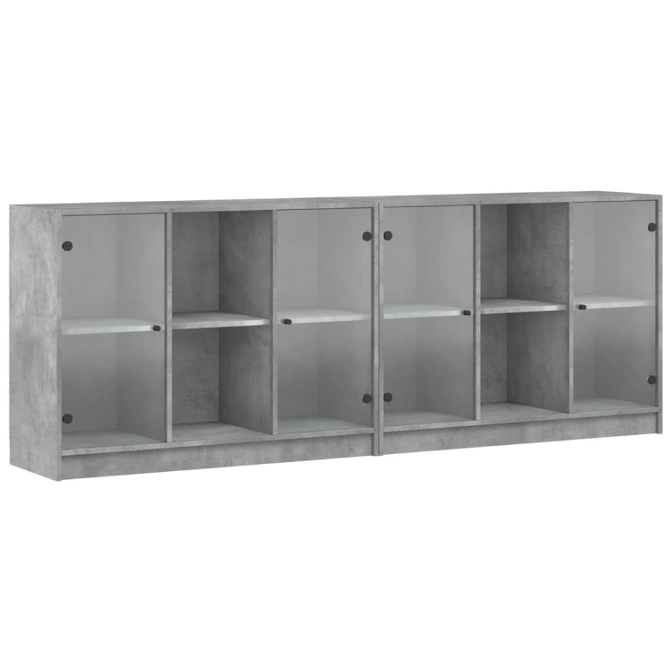 Estantería con puertas madera de ingeniería gris 204x37x75
