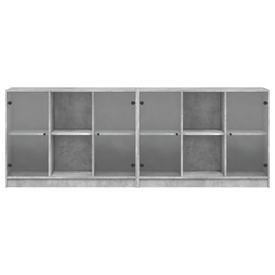 Estantería con puertas madera de ingeniería gris 204x37x75