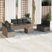 Set de sofás de jardín 8 pzas y cojines ratán sintético gris
