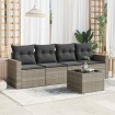 Set de sofás jardín y cojines 5 pzas ratán sintético gris claro