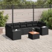 Set de sofás de jardín 8 piezas y cojines ratán sintético negro