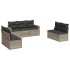 Set de sofás de jardín 7 pzas con cojines ratán PE gris