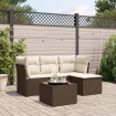 Set comedor de jardín 5 piezas y cojines ratán sintético marrón