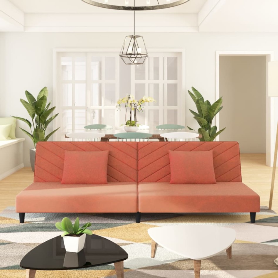 Sofá cama de 2 plazas con dos almohadas terciopelo