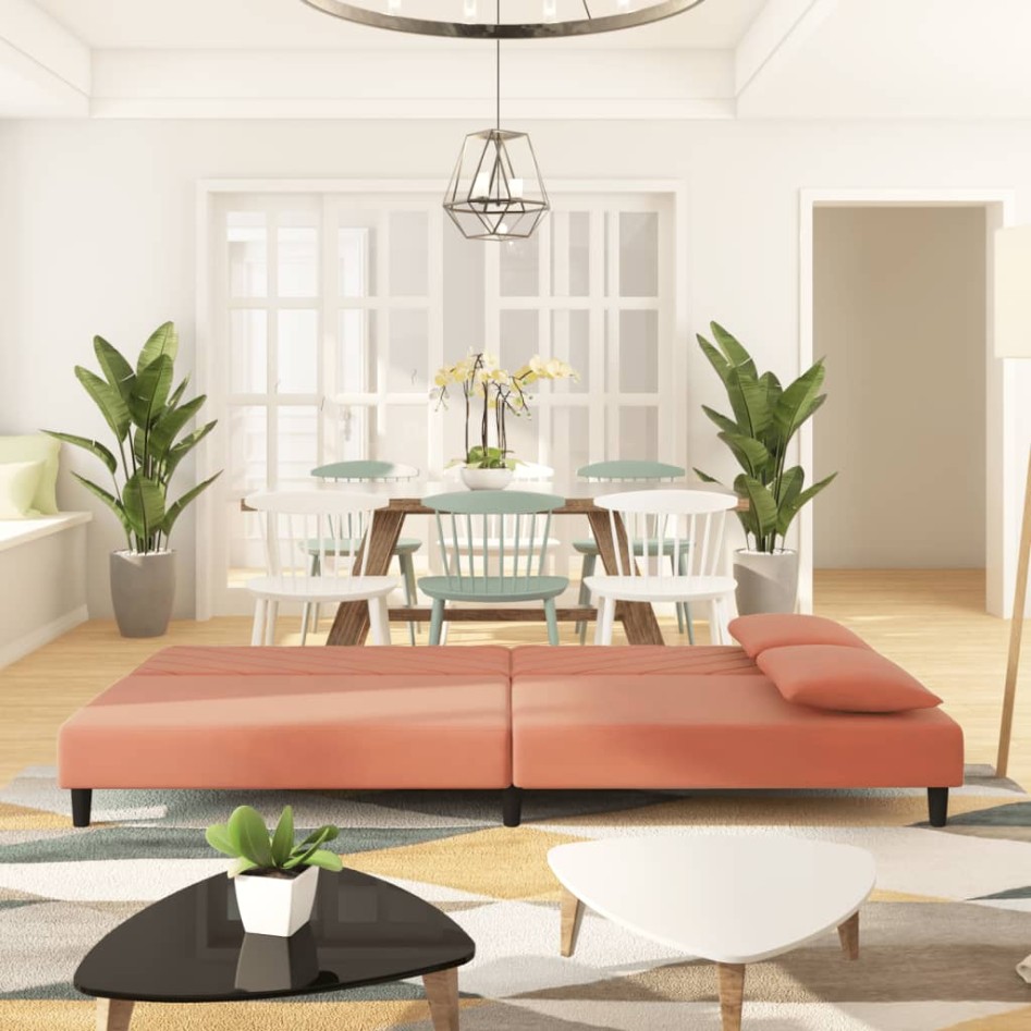 Sofá cama de 2 plazas con dos almohadas terciopelo