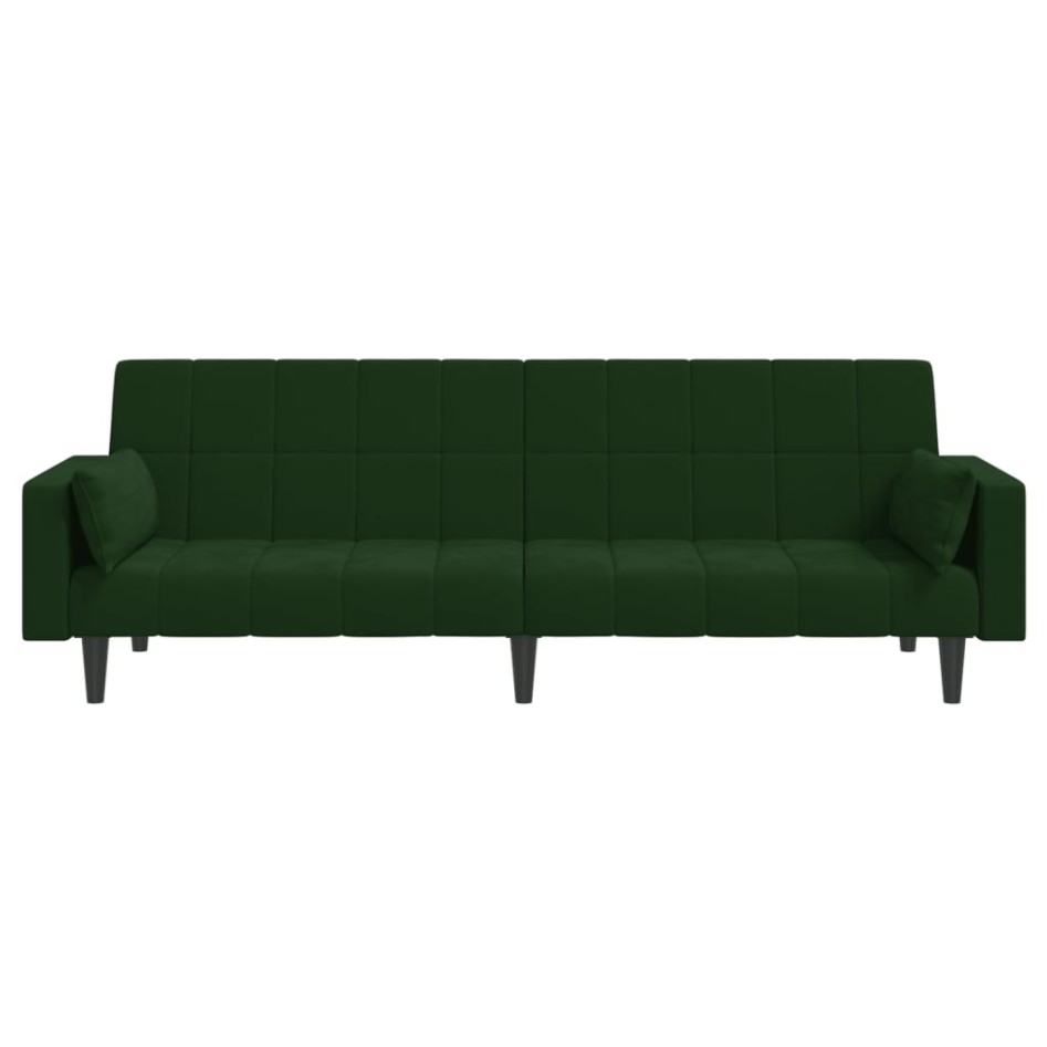 Sofá cama de 2 plazas con dos almohadas terciopelo verde