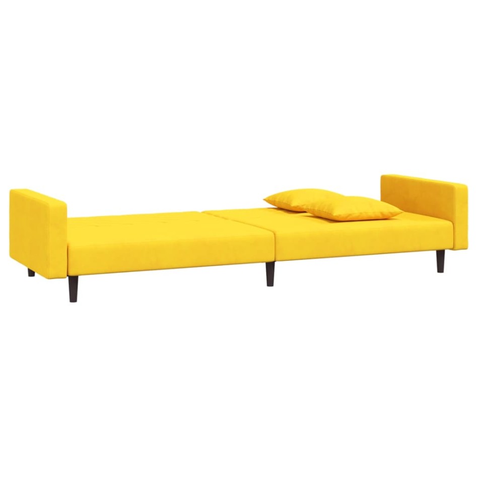 Sofá cama de 2 plazas con dos almohadas terciopelo