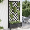 Jardinera con enrejado y ruedas madera maciza de abeto negro