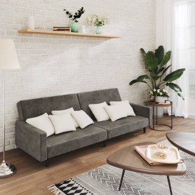 Sofá cama de 2 plazas terciopelo gris