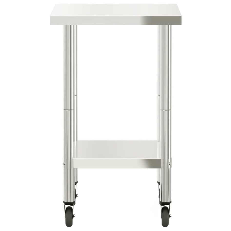 Mesa de trabajo de cocina con ruedas acero inox 55x55x85