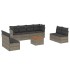 Set de muebles de jardín 9 pzas y cojines ratán sintético