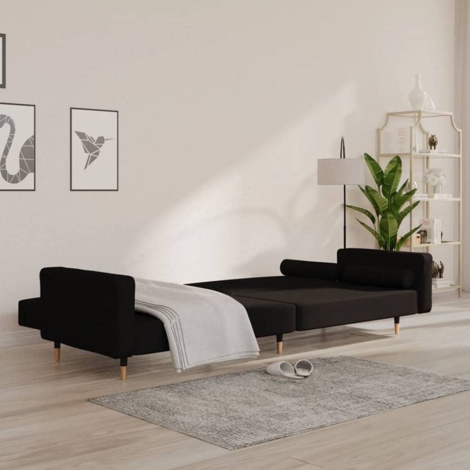 Sofá cama de 2 plazas con dos almohadas terciopelo