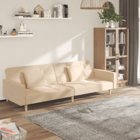 Sofá cama de 2 plazas con dos almohadas tela color