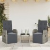 Set comedor de jardín 3 piezas con cojines ratán sintético gris