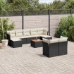 Set de sofás de jardín 10 pzas cojines ratán sintético negro