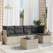 Set de sofás de jardín 6 pzas y cojines ratán sintético gris