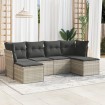 Set de sofás de jardín 6 pzas y cojines ratán sintético gris