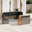 Set de sofás de jardín 8 pzas y cojines ratán sintético gris