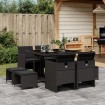 Set de comedor de jardín 9 pzas y cojines ratán sintético negro