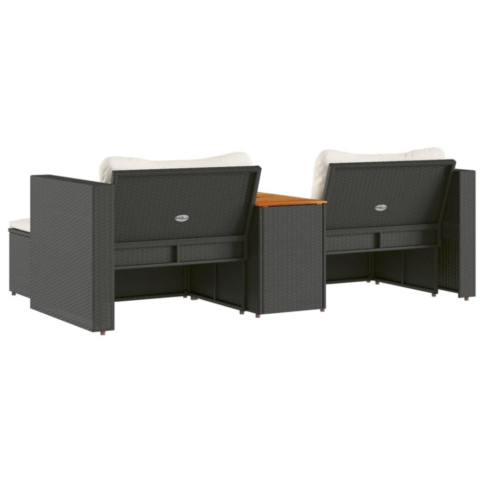 Set sofás jardín y cojines 5 pzas ratán sintético acacia