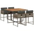 Set comedor de jardín 5 piezas con cojines ratán sintético