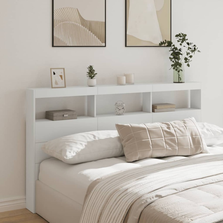 Cabecero de cama con LED blanco 180x17x102