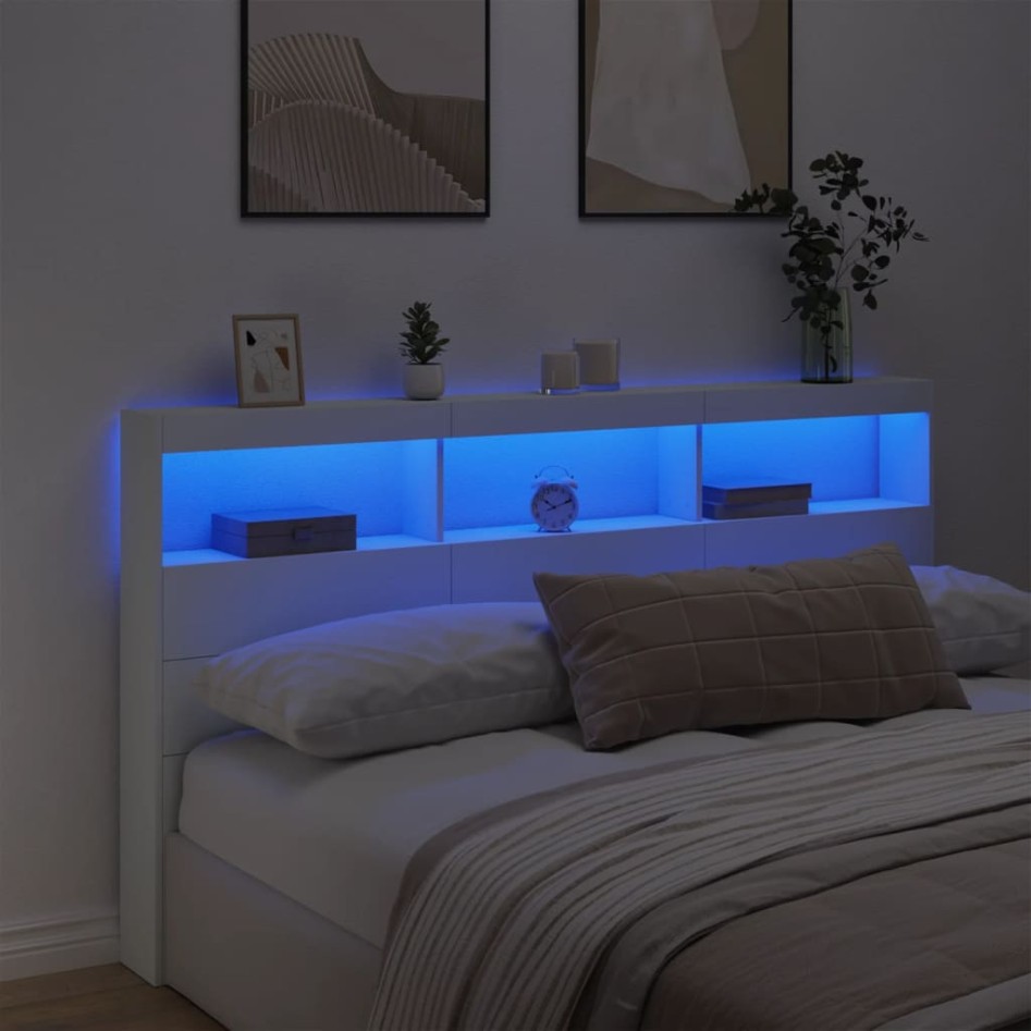 Cabecero de cama con LED blanco 180x17x102