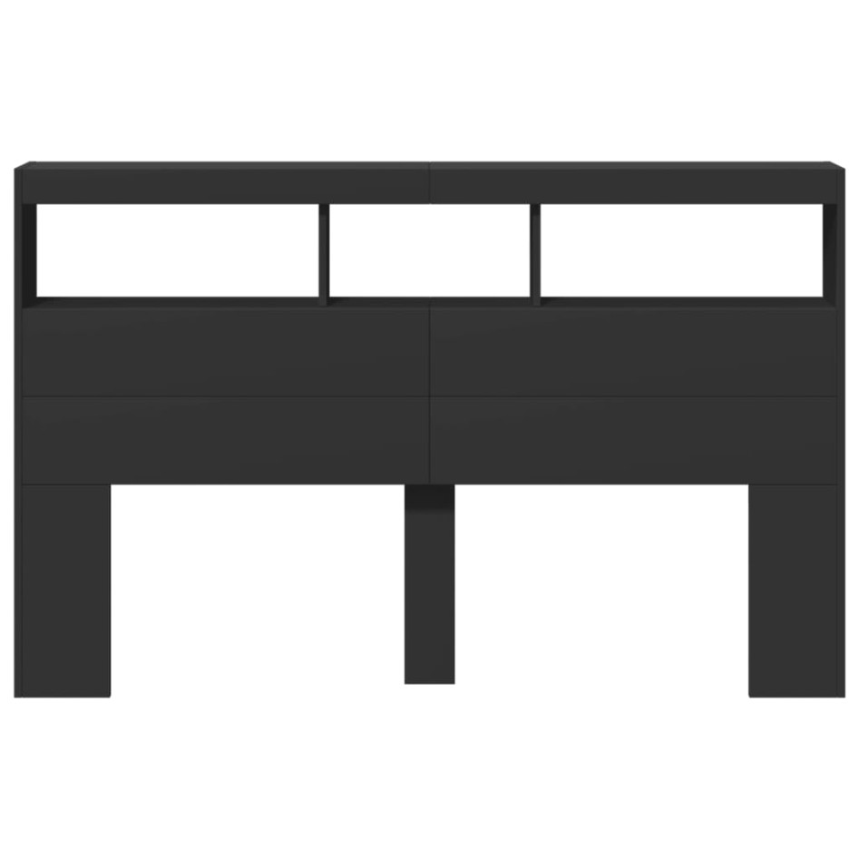 Cabecero de cama con LED negro 160x17x102