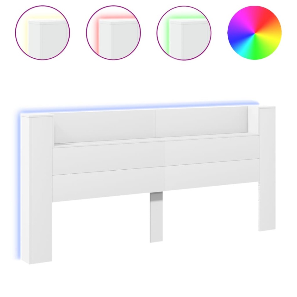 Cabecero de cama con LED blanco 220x16,5x103,5