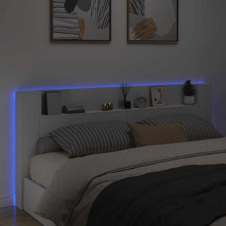 Cabecero de cama con LED blanco 220x16,5x103,5