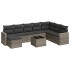 Set de muebles de jardín 9 pzas y cojines ratán sintético