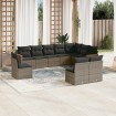 Set de sofás de jardín 10 pzas con cojines ratán sintético gris