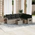 Set de sofás de jardín 7 pzas con cojines ratán PE gris