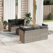 Set de sofás de jardín 6 pzas y cojines ratán sintético gris