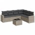 Set de sofás de jardín 7 pzas con cojines ratán PE gris