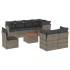 Set de muebles de jardín 9 pzas y cojines ratán sintético