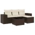 Set comedor de jardín 5 piezas y cojines ratán sintético